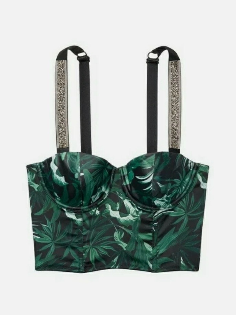 Victoria's Secret Emerald Green Tropical Bustier Crop Top
